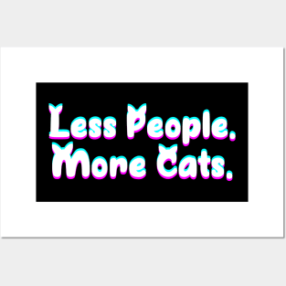 Less People More Cats Glitch Effect Posters and Art